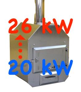 Piec zewnętrzny na drewno o mocy 26 kW - wykonany ze stali nierdzewnej AISI 316 - odporny na duże zasolenie i kwasy zawarte w wodzie